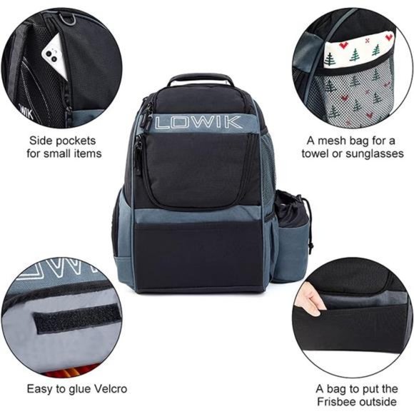 Bag, Multiple Storage Pockets Shuttle Disc Golf Bags Backpack, Lightweight - Picture 6 of 7